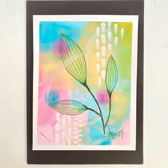 Soft Pitch Original Acrylic Painting 5x7in Frame Ready Wall or Desktop Art - Picture 2 of 4